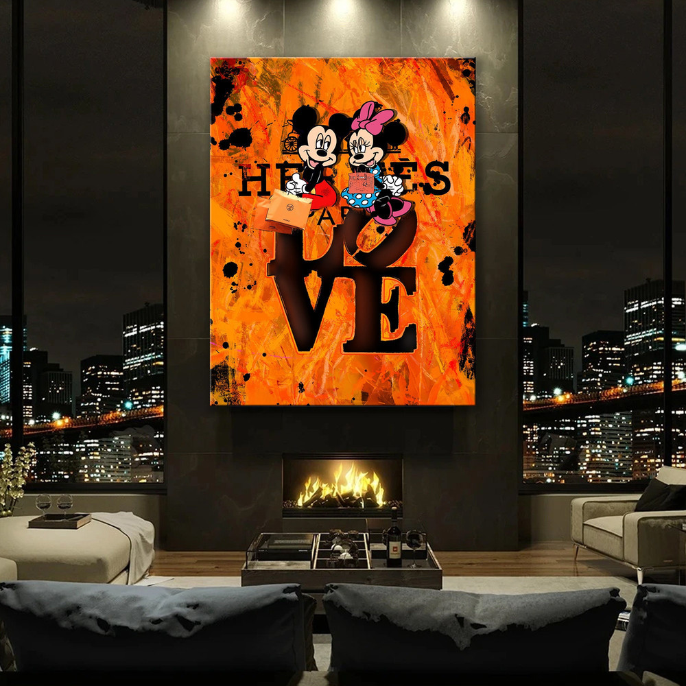 Mickey Mouse and Minnie Mouse Graffiti Luxury Paint Pop Art Canvas Banksy Style Graffiti Pop Art Poster, Pop Art Wall Art, Christmas Gift.jpg