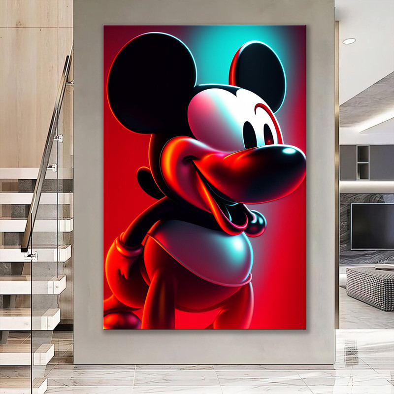 Mickey Mouse Neon Art Graffiti Love Paint Pop Art Canvas Banksy Style Pop Art Print, Pop Art Wall Art, Pop Art Graffiti Home Decor.jpg