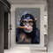 Monkey canvas smoking a cigar, Monkey portrait, Monkey painting, Pop art fun canvas, Funny painting, modern painting, funny poster.jpg