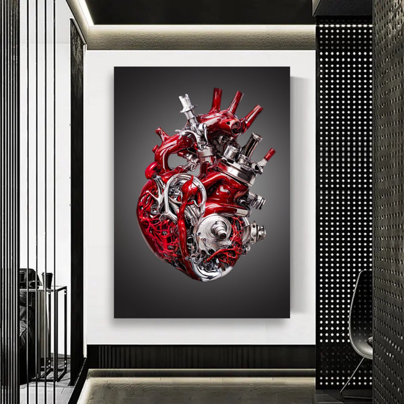 Motor Heart Canvas , Motor Painting , Motor Wall Art , Car Painting , Car Engine Poster , Mechanical Painting , Heart Posters.jpg
