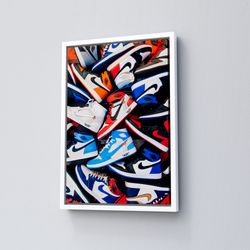 nike air jordan sneaker canvas art, jordan shoes rolled canvas, air jordan shoes poster, father's da