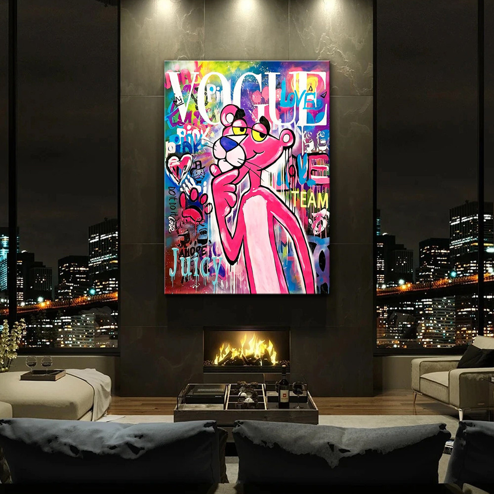 Pink Panther Banksy Graffiti Style Wall Decor, Pink Panther, Graffiti Pop Art Canvas, Banksy Wall Art, Perfect Gift for Pink Panther Lovers.jpg