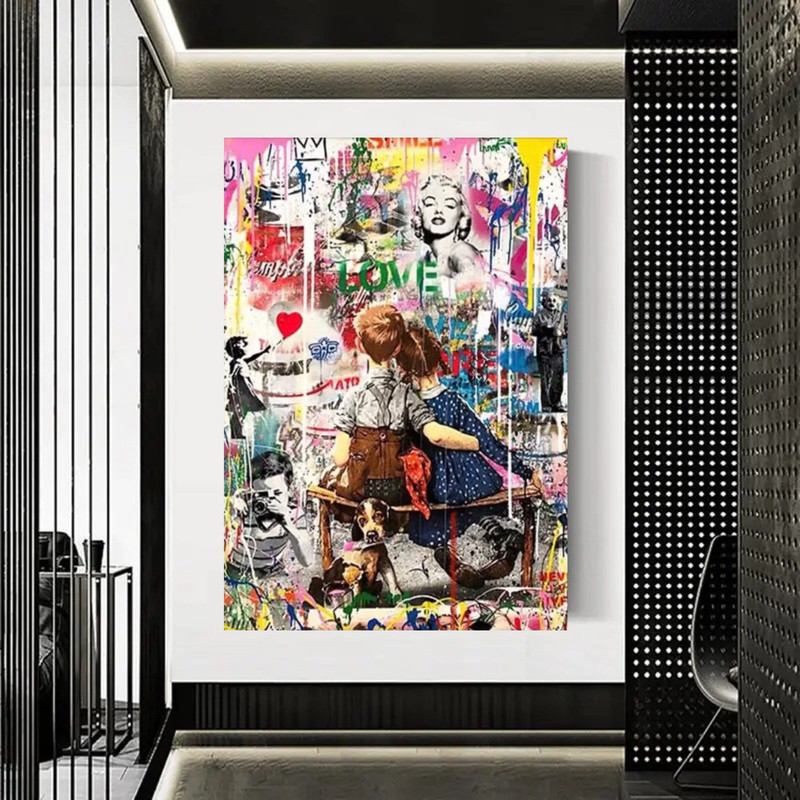 Pop art canvas - Banksy artworks - Banksy painting - pop art decoration - pop culture painting - Graffiti painting - Street art painting.jpg