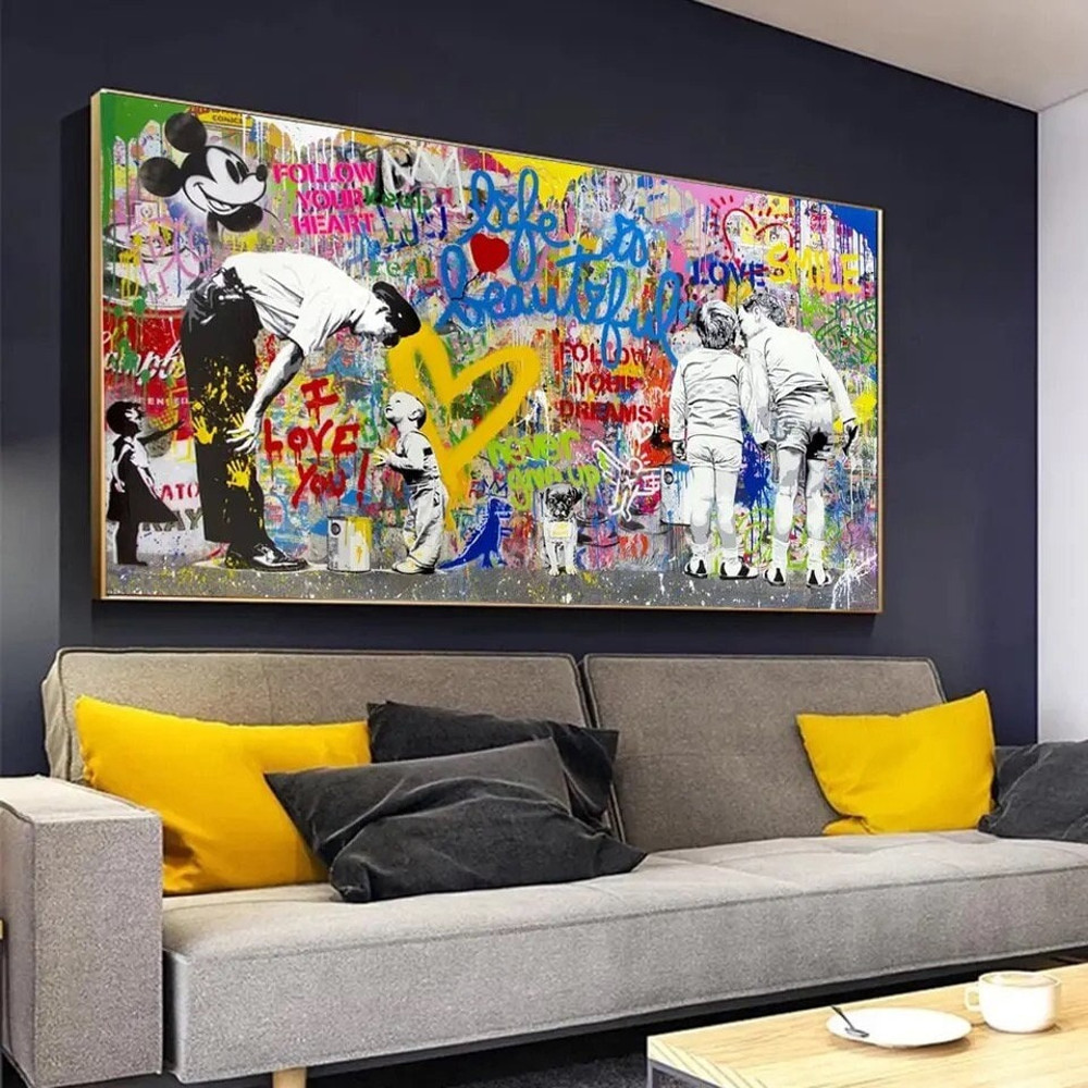 Pop art canvas - pop culture painting - Banksy Pop Art canvas - modern painting - graffiti painting - banksy street art, Pop art decoration.jpg