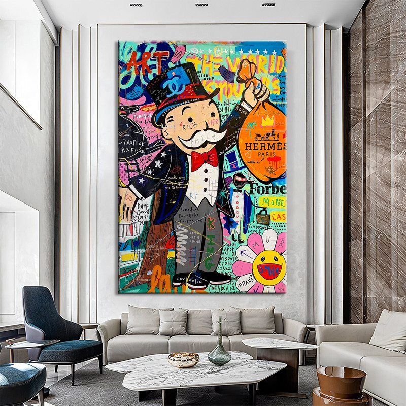 Pop Art Monopoly Man Fashion Unique Modern Painting Print Abstract Framed Canvas Wall Art Poster Print HomeOffice Room Decor Gift-1.jpg