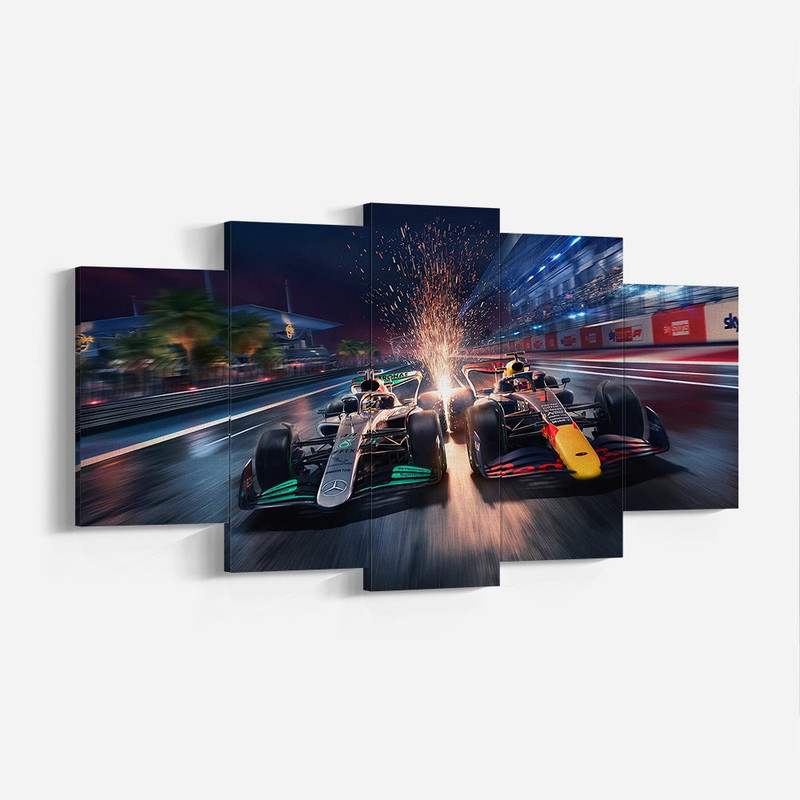 Redbull F1 Team vs Mercedes F1 Team, Hamilton, Verstappen, Canvas Poster, Wall Art, High Quality Canvas Print, Legend Car Poster Gift.jpg