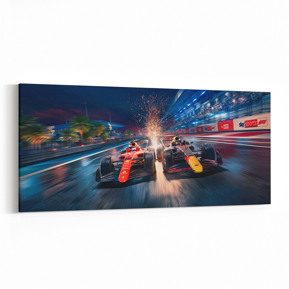 Redbull Racing F1 Team vs Ferrari F1 Team, Leclerc and Verstappen, Canvas Poster, Wall Art, High Quality Print, Gift, Formula 1 Wall Decor.jpg
