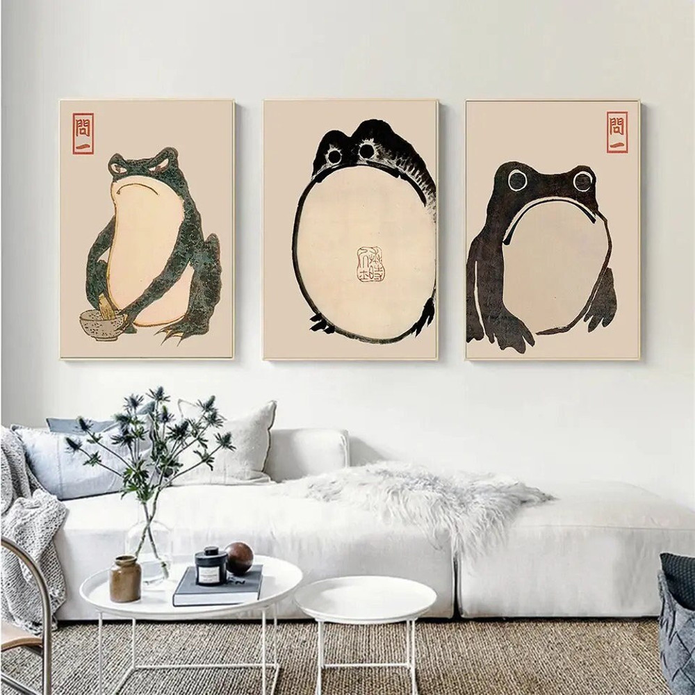 Set 3 Japan canvas , Japan Frog wall art , Wabi Sabi wall art , Matsumoto Frog , Mutsumoto wall art , famous wall art , Mutsumoto artworks.jpg