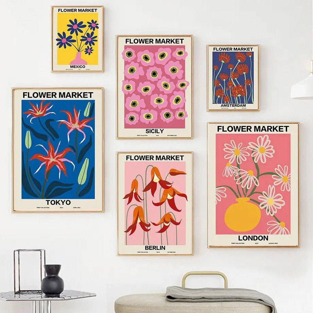 Set of 12 , Flowers Market Canvas , Flowers Wall Art , Flowers Wall Decor , Flowers Poster , Tableau Fleurs , New York Wall Art, Flowers art.jpg