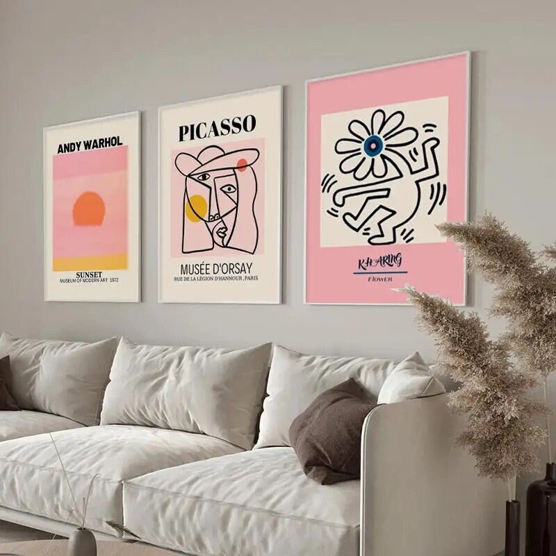 Set of 3 Picasso, Warhol, Haring Canvases - Famous Artist Prints - Picasso Paintings - Gallery art canvas - Gallery Wall Art - Warhol wall art.jpg