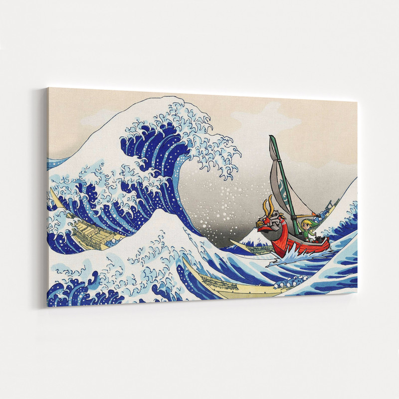 The Great Wave Zelda, The Legend of Zelda Windwaker, The Great Wave off Kanagawa Print Wall Art Canvas, Ready to Hang Canvas.jpg