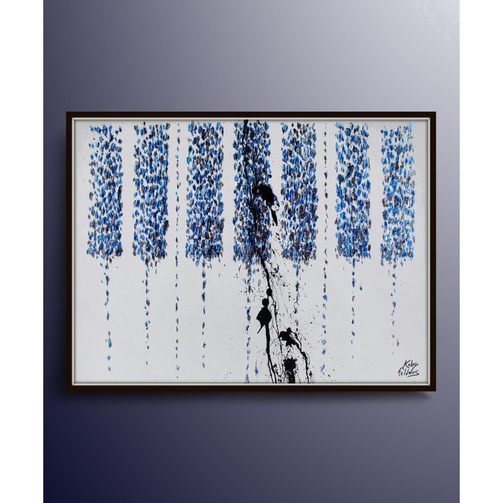 Abstract 40 Piano Keyboard Original Oil Painting ,navy blue color, Luxury Looks, Express Shipping, By Koby Feldmos.jpg