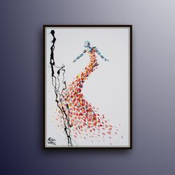 abstract 40 woman original oil painting, beautiful texture, unique composition, abstract black splas