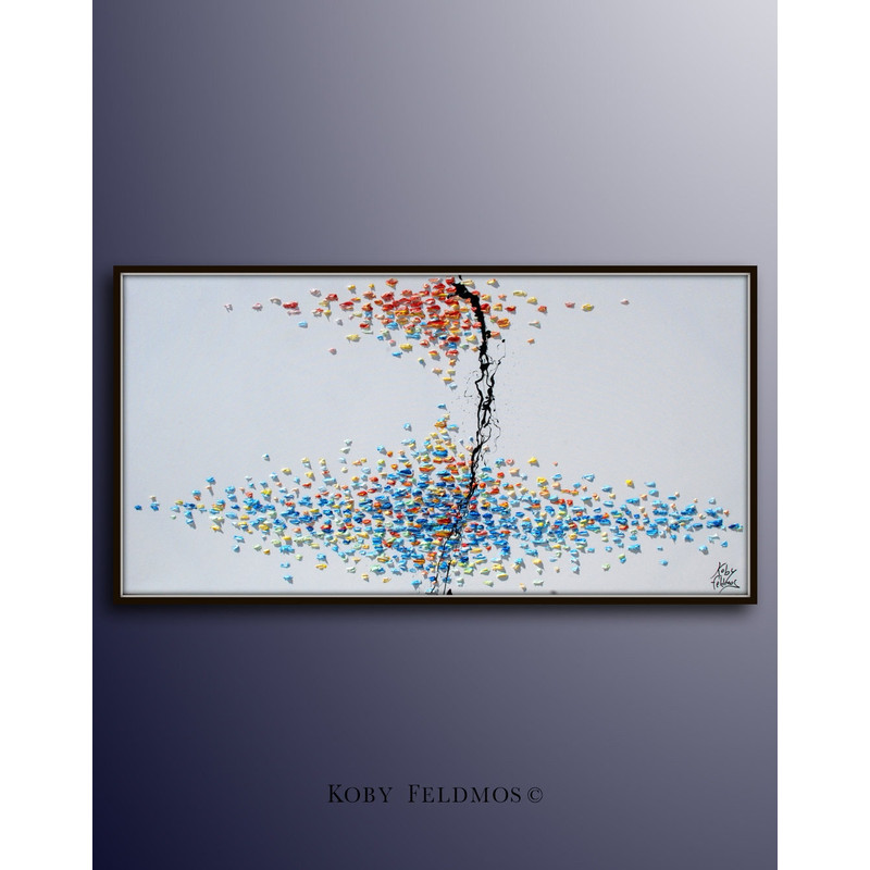 Abstract 48 Painting SKY & WATER Abstract Oil Painting, Original and Handmade, Cold and Warm tones,  Home Decor,  by Koby Feldmos.jpg