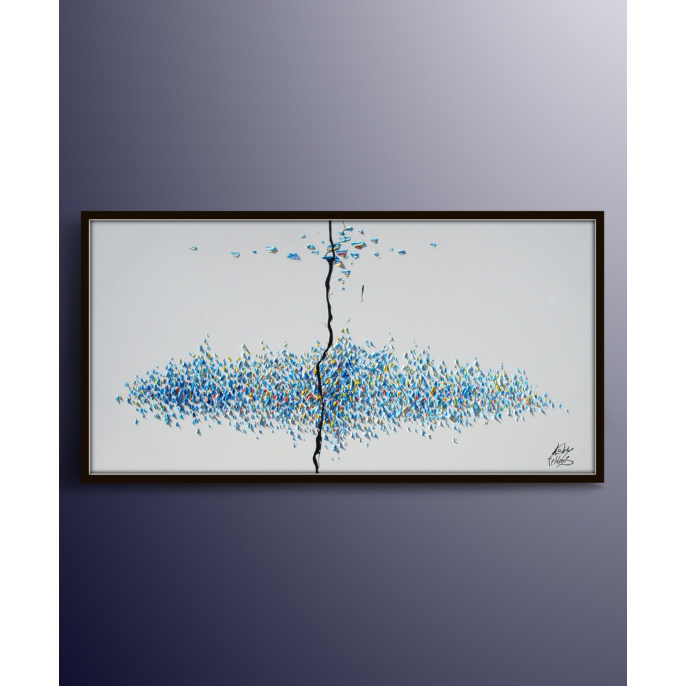 Abstract 67 Glacier Original & Hand made Oil Painting, Calm Cool tones , Modern Art Original , Signed with Certificate , by Koby Feldmos.jpg