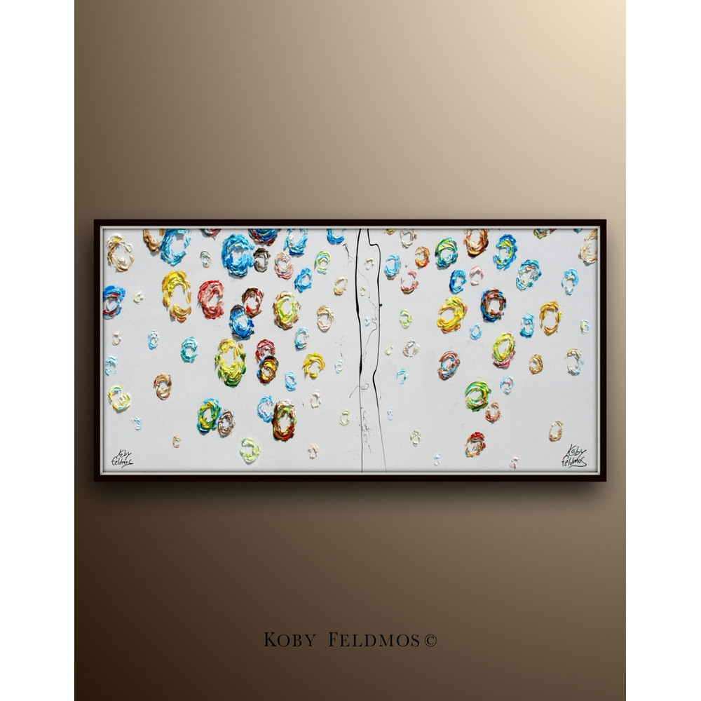 Abstract oil Painting 55 - Abstract Curtain of Blue balls  Amazing texture, oil painting on canvas, Handmade and art, Koby Feldmos.jpg