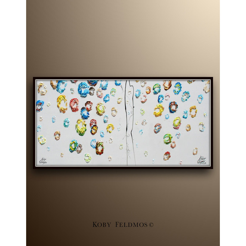 Abstract oil Painting 55 - Abstract Curtain of Blue balls  Amazing texture, oil painting on canvas, Handmade and art, Koby Feldmos.jpg