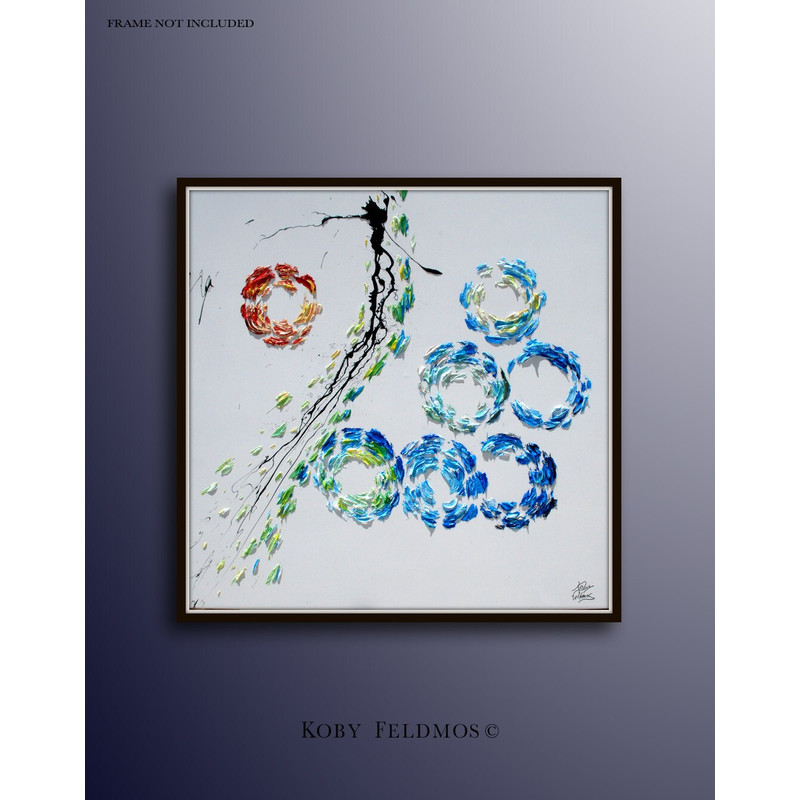 Abstract Painting 35- Minimalist modern style Abstract original oil painting on canvas, Cold warm tones, circles , By koby feldmos.jpg