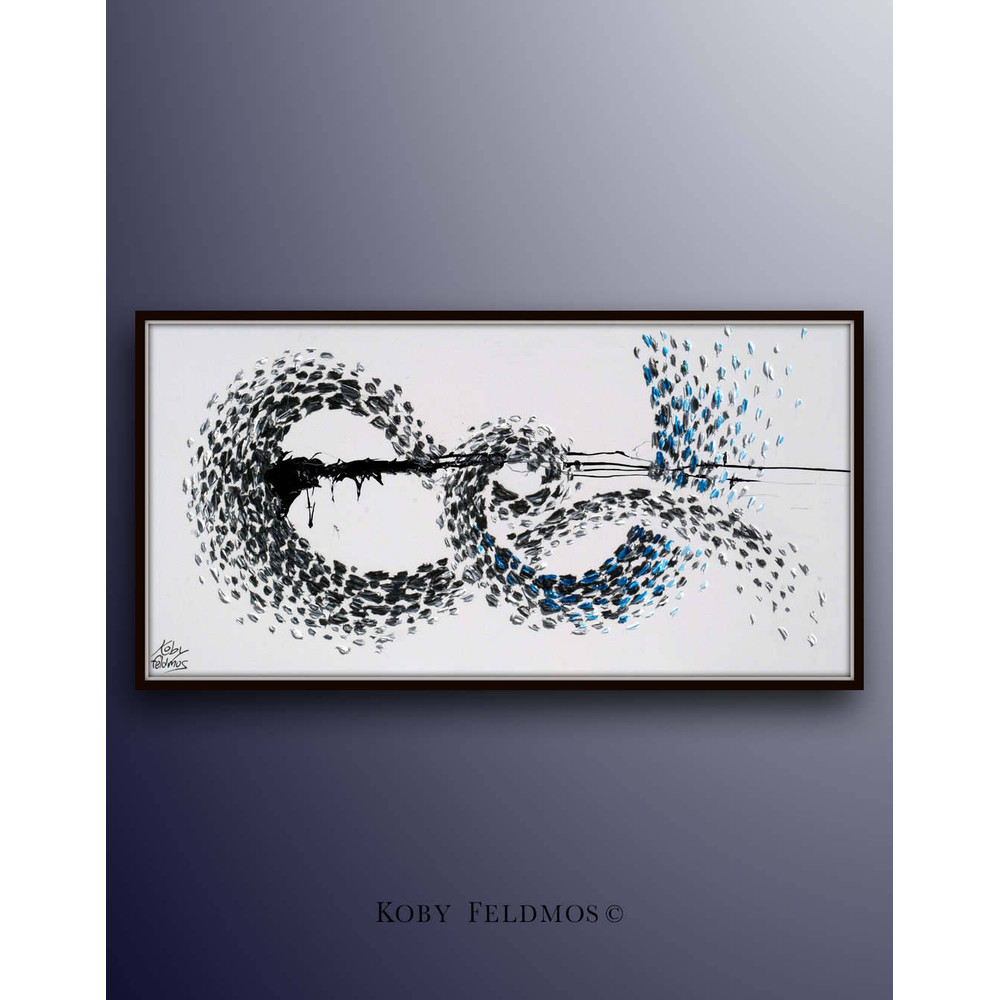 Abstract Painting 55 Tornado of Colors Black and White Beautiful NEW painting Large art on canvas koby Feldmos oil painting.jpg