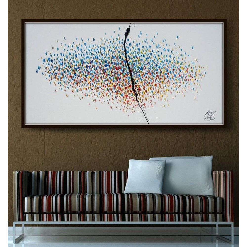 Abstract Painting 67 Rain of Colors, Thick Layers of Oil Paint Impasto Style, Express Shipping Worldwide, By Koby Feldmos.jpg