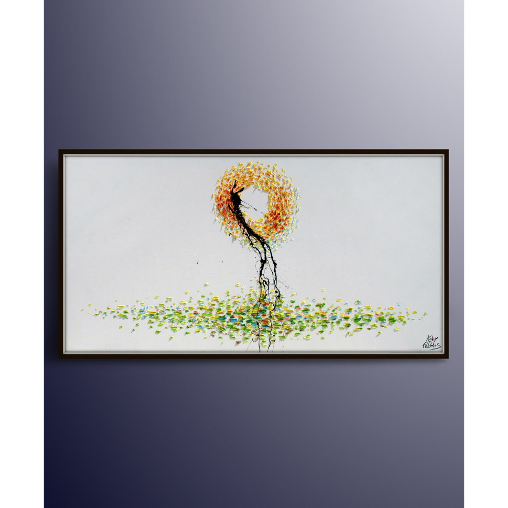 Abstract Painting Sunrise 55 Original Hand Made Oil Painting, Thick Paint, Modern Style, Certificate attached , Koby Feldmos.jpg