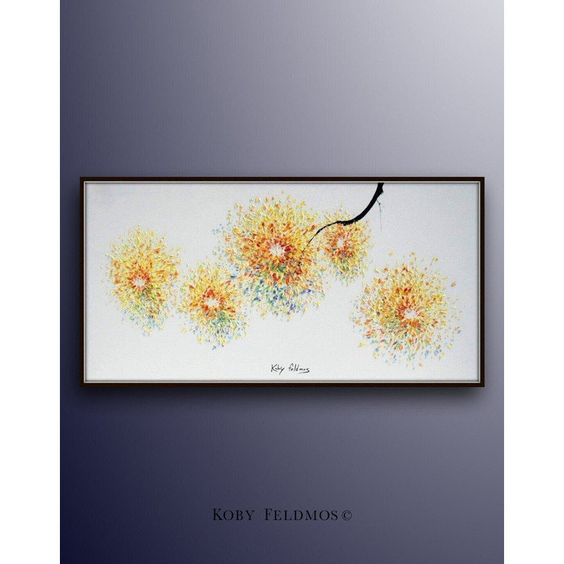 Abstract Sunflowers 55 oil Painting original handmade painting on canvas,, large size, thick layers, Modern art, By Koby Feldmos.jpg