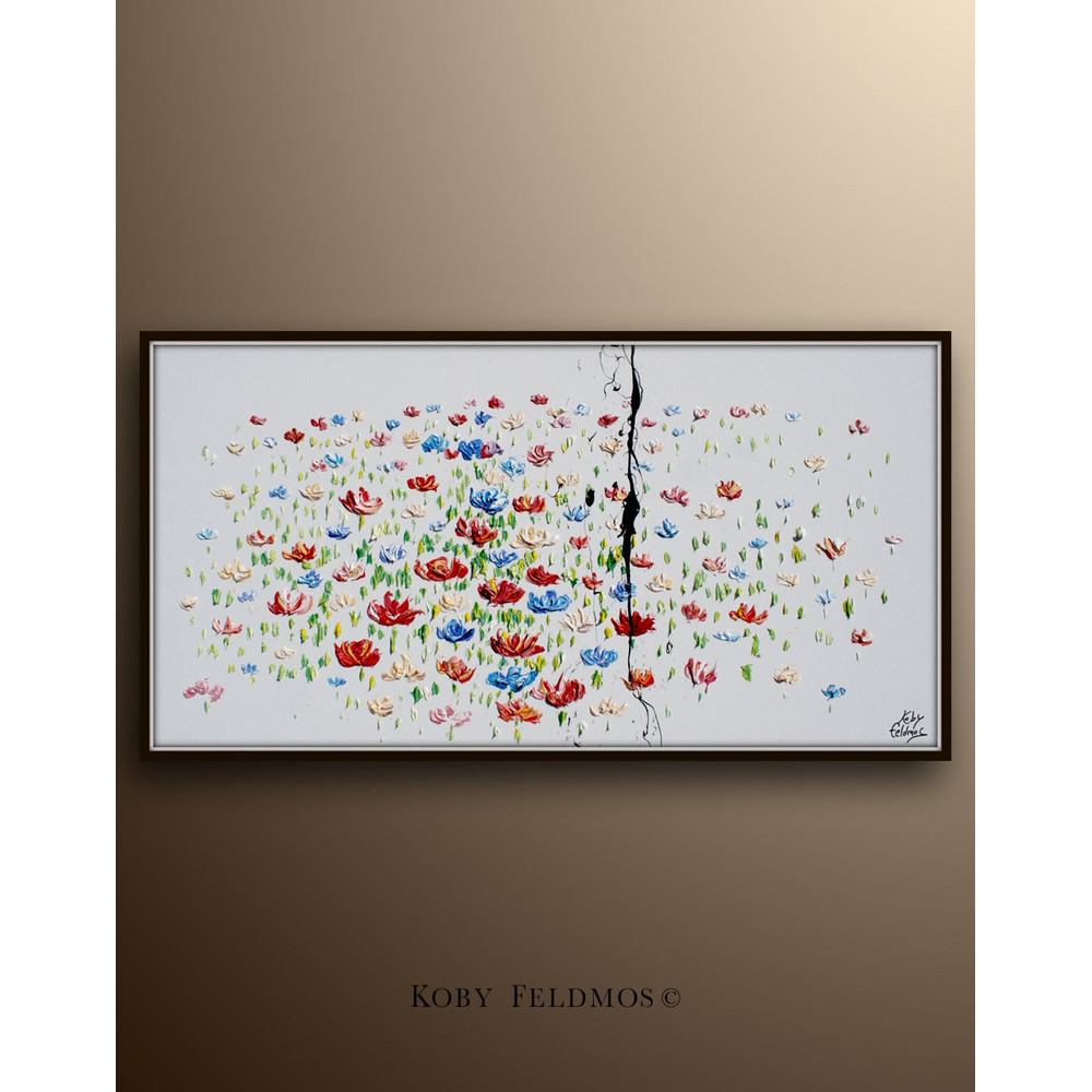 Anemone 55 Flower Beautiful red Anemone in the field, original oil painting on canvas, Beautiful Handmade painting by Koby Fledmos.jpg