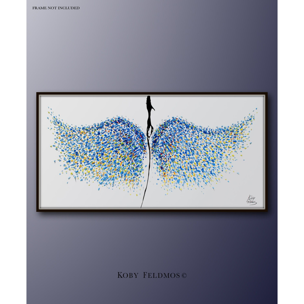 Angel Wings 55 painting Large original oil painting of Angel wings, Textured painting, Handmade art Angel By Koby Feldmos.jpg