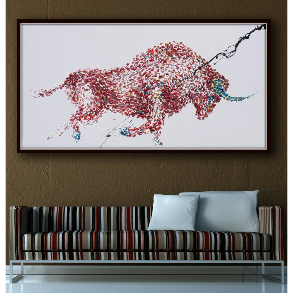 Animal Bull Painting 67 Abstract Painting on canvas, Original & HandMade Oil painting , Modern Art , Express Shipping, By Koby Feldmos.jpg