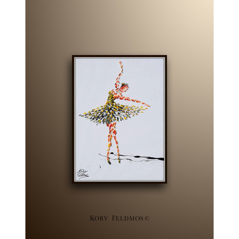 Ballerina 40 Woman Figure painting original oil painting on canvas beautiful black white modern looks dancing lady Koby Feldmos.jpg