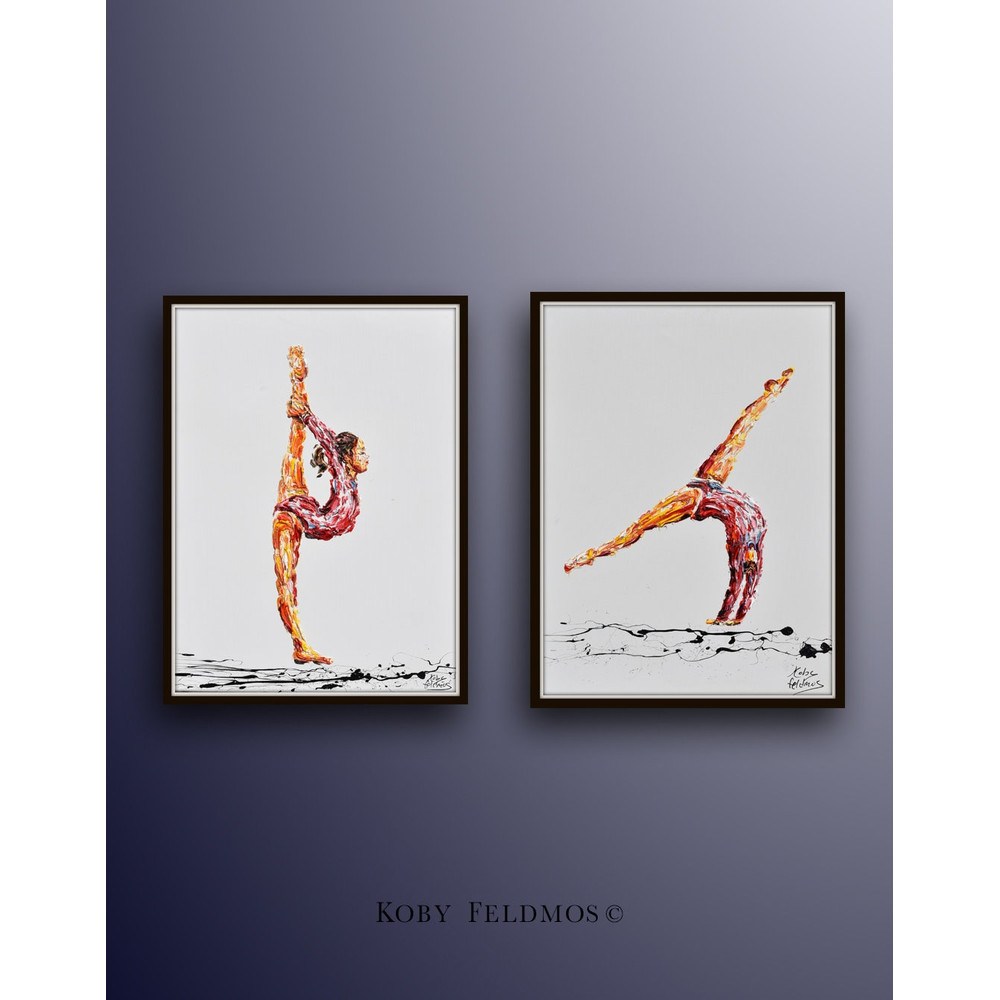 Ballerina painting 30 set original oil painting on canvas beautiful composition of 2 ballerinas dancing, bu Koby Feldmos.jpg