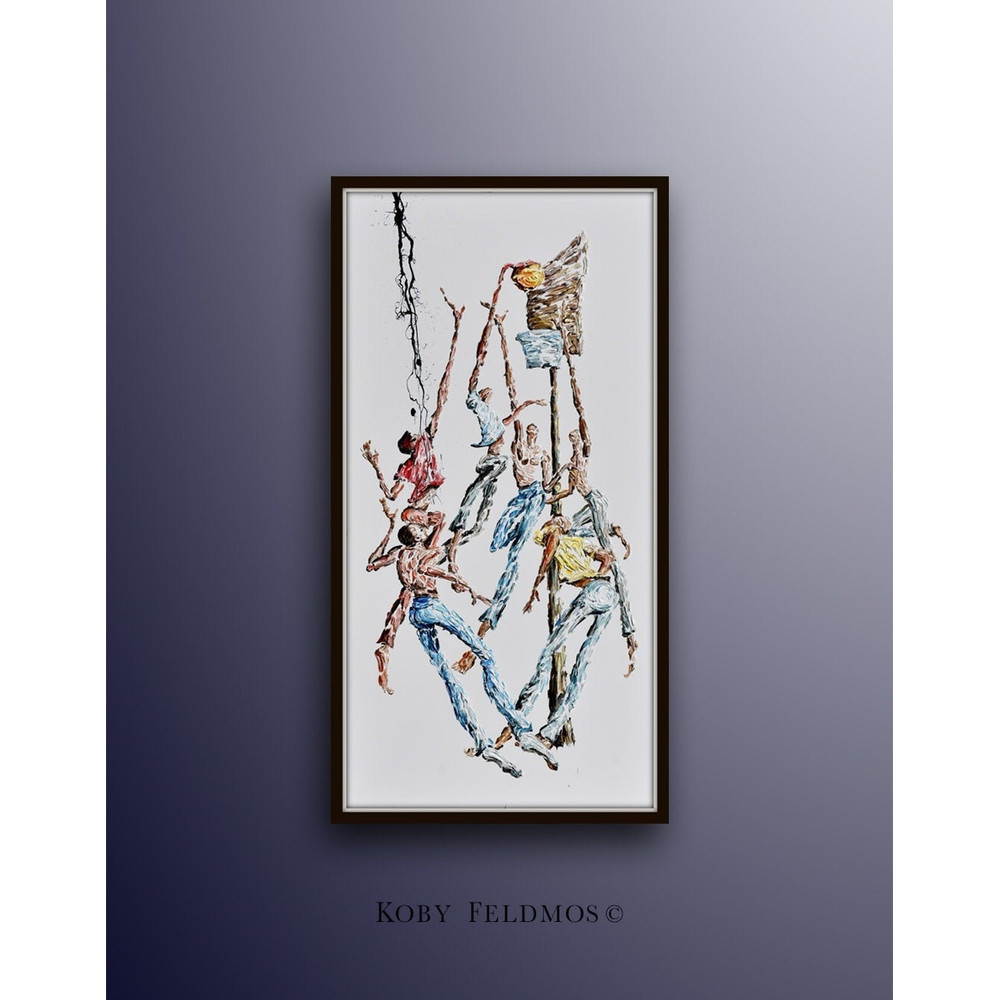 Basketball players 55 - retro basketball players, oil on canvas, modern art, contemporary looks, custom order, by Koby Feldmos.jpg