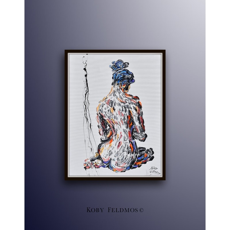 Beautiful Woman 40 Classical woman sitting, beautiful composition, thick luxurious texture, artistic looks, handmade by Koby Feldmos.jpg