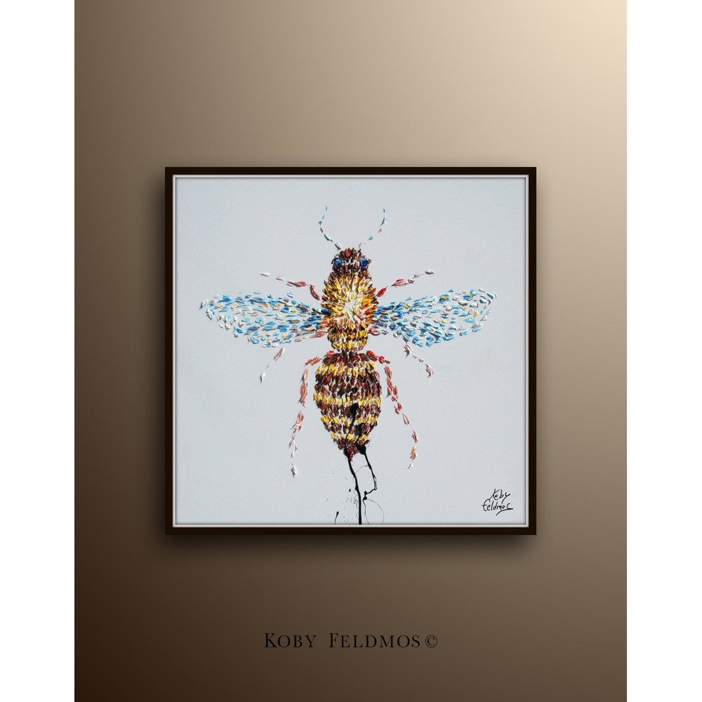 Bee painting, Animal painting, original oil painting on canvas, by Koby Feldmos.jpg