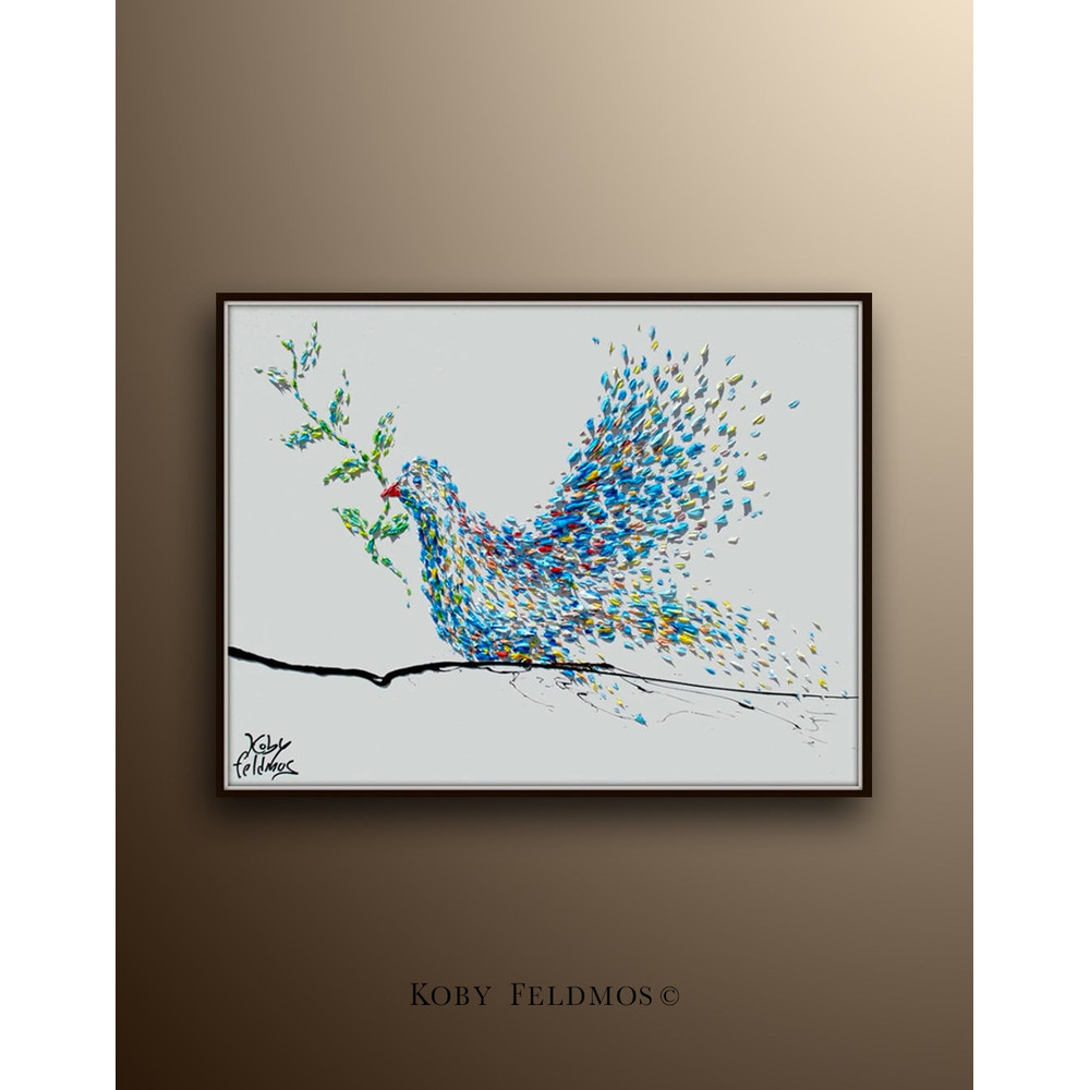 Bible painting Dove 40, symbol of peace, Christian Art Noah's ark, religious artwork by Koby Feldmos.jpg