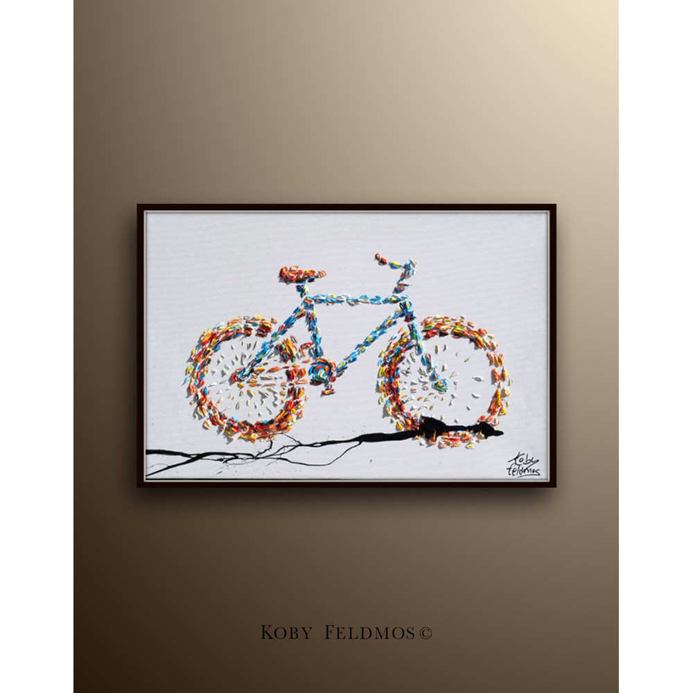Bicycle Painting 30 Original oil painting on canvas, Contemporary art, thick oil layers, Ready to hang, By Koby Feldmos.jpg