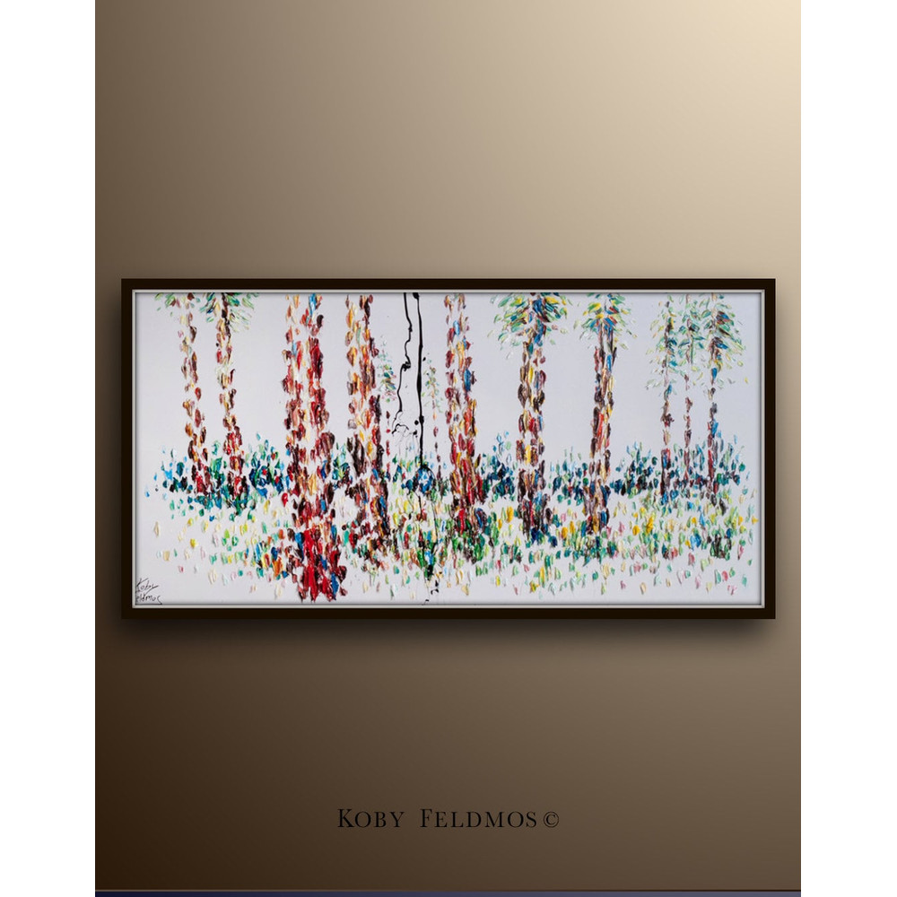 Birch Forest 55 painting, oil on canvas,  beautiful landscape, Full of texture and colors,  by Koby Feldmos.jpg