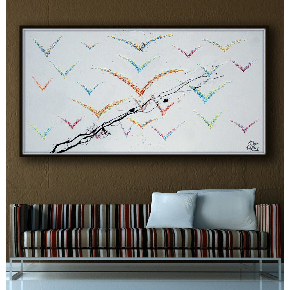 Bird Painting 55 Animal Oil Painting Abstract Animals Art, Pastel Colors original painting & Hand made by Koby Feldmos.jpg