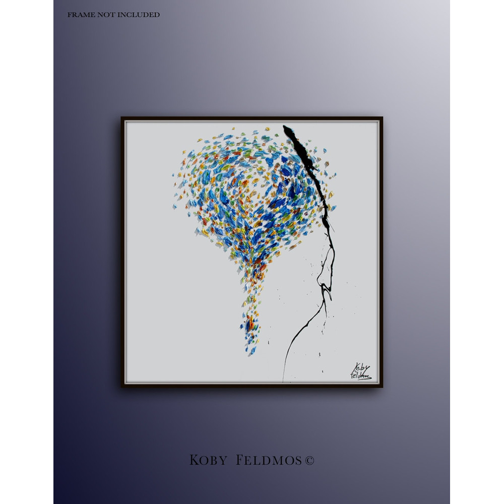 Blue Balloon 35 oil painting on canvas, relaxing color and composition, beautiful rich texture, handmade art, by Koby Feldmos.jpg