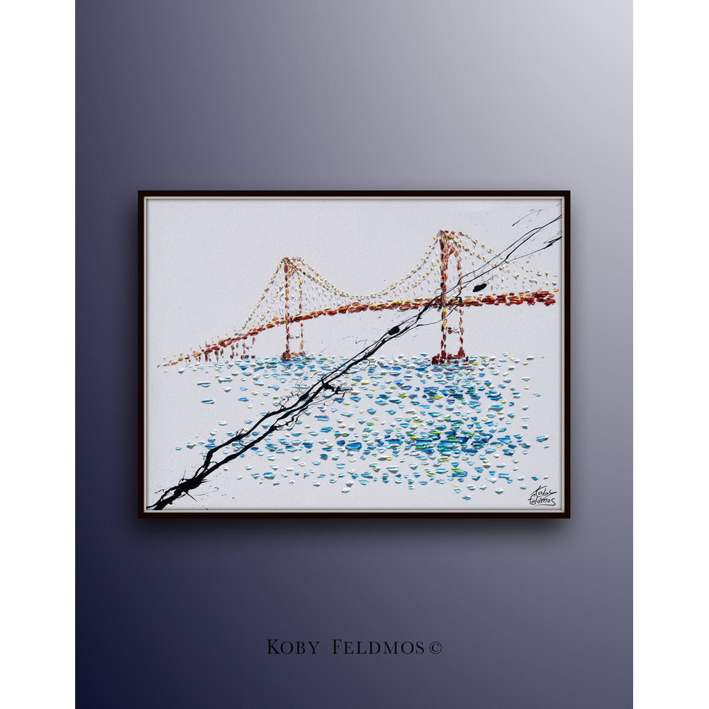 BRIDGE Painting 40 Original oil painting on canvas, landscape painting BEAUTIFUL impressive large artwork by Koby Feldmos.jpg