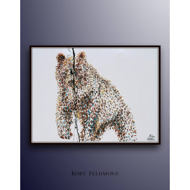 Brown Grizzly Bear 40 animal brown painting original oil painting by Koby Feldmos.jpg