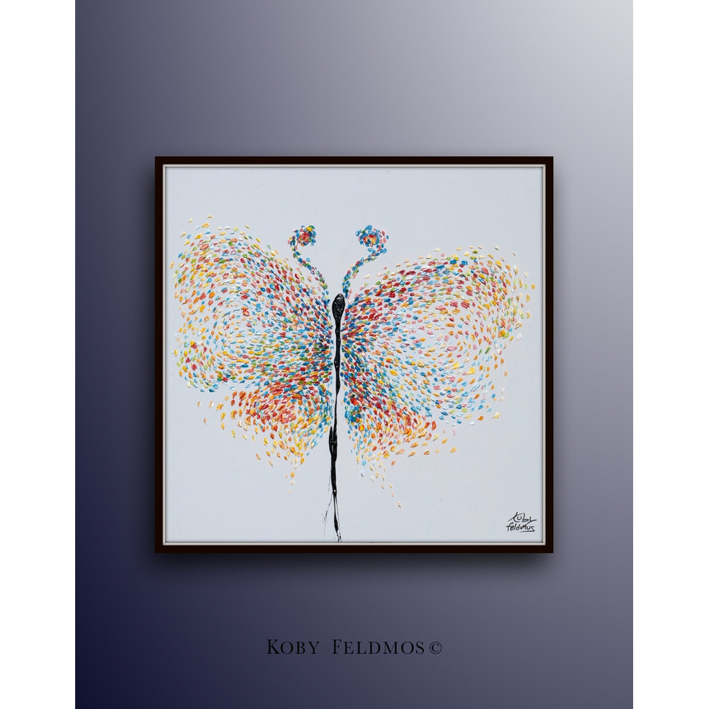 Butterfly Painting 35 Original Handmade Oil Painting on canvas , Thick Luxurious Paint, By Koby Feldmos.jpg