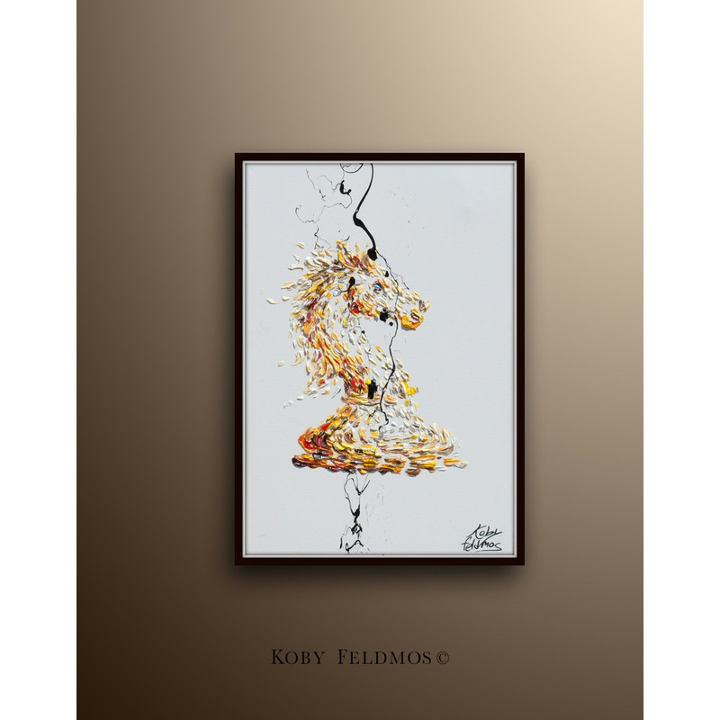 Checkmate 30 Knight painting Chess, original oil painting on canvas, office gift idea, gift for husband, by Koby Feldmos.jpg