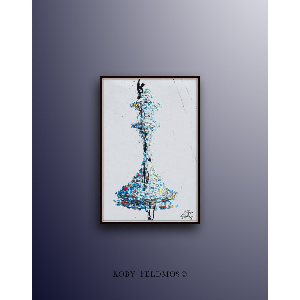 Checkmate Bishop 30 painting Chess, original oil painting on canvas, office gift idea, gift for husband, red painting, by Koby Feldmos.jpg