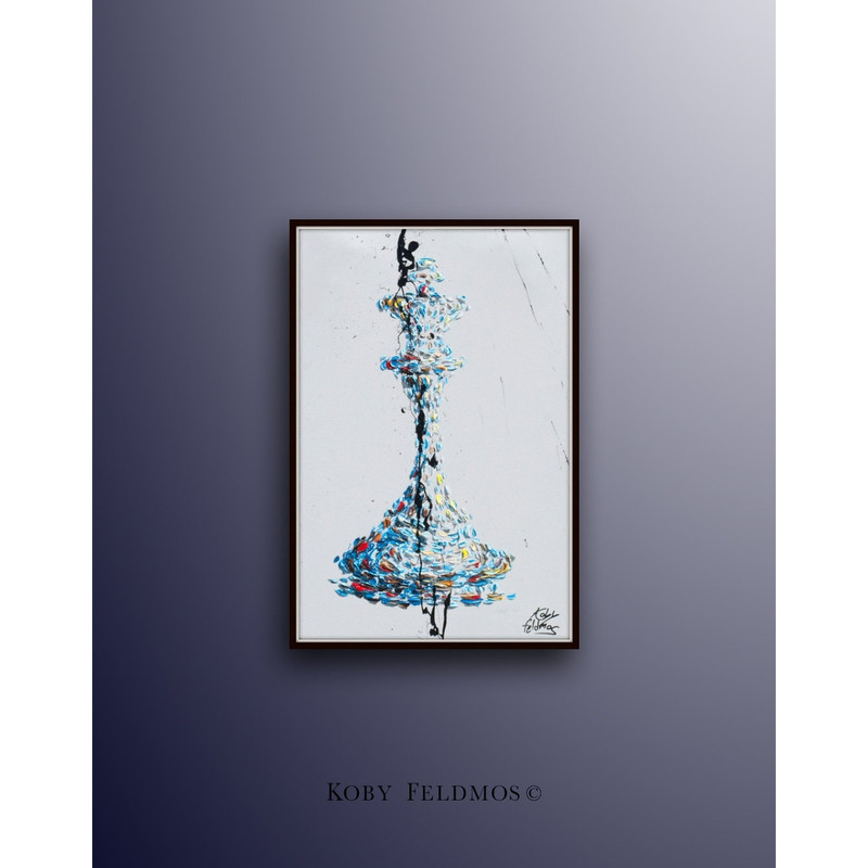 Checkmate Bishop 30 painting Chess, original oil painting on canvas, office gift idea, gift for husband, red painting, by Koby Feldmos.jpg