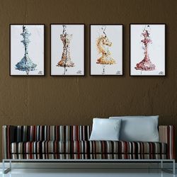 chess set 4 paintings 30 - painting - checkmate original oil painting on canvas, office gift idea, g