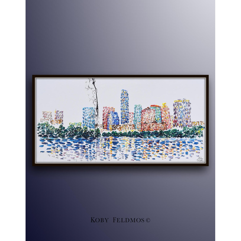 Cityscape painting 67 Skyline of Austin, Texas AMAZING beautiful rich of texture , original painting by Koby Feldmos.jpg