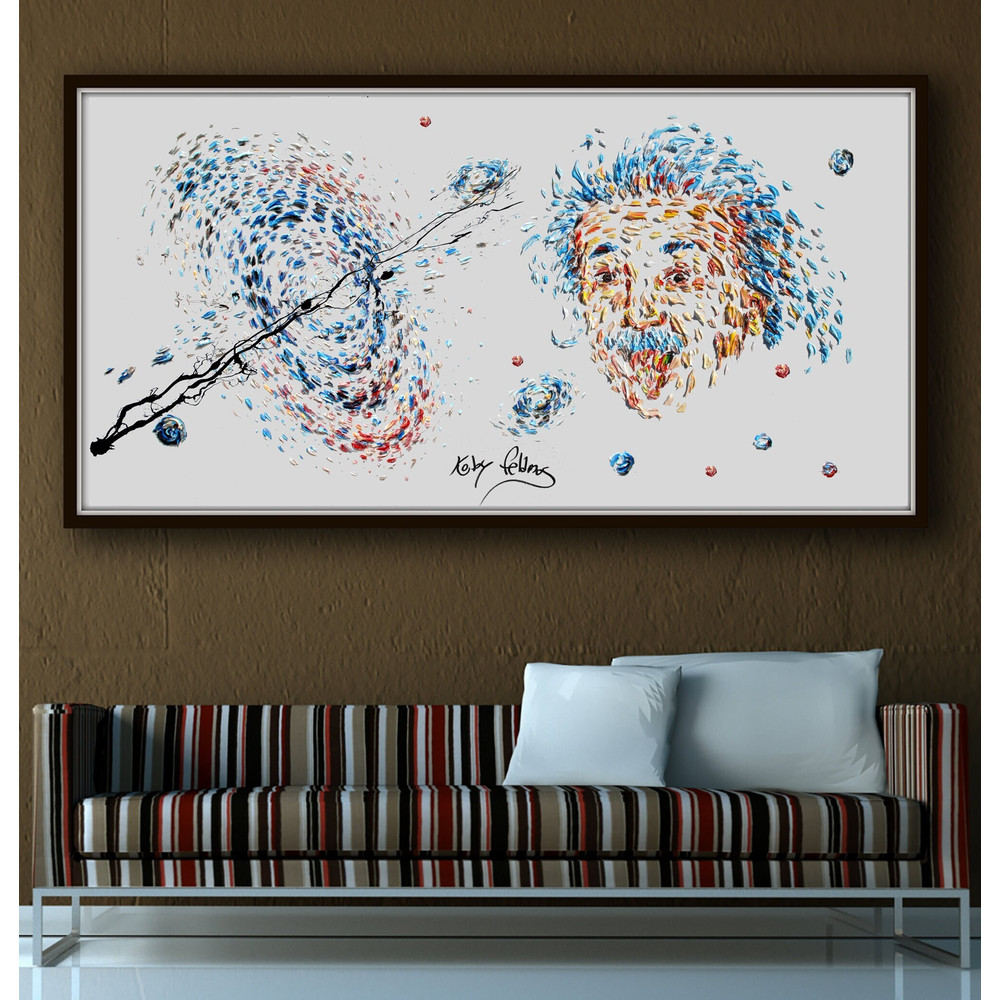 Cold Galaxy with Albert Einstein 55 original oil painting on canvas by Koby Feldmos.jpg