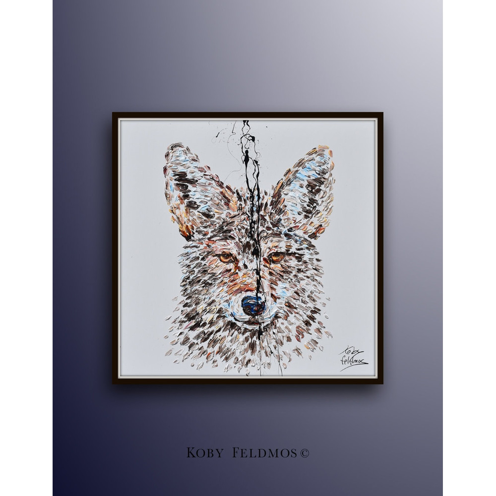 Coyote Painting 35 Animal Abstract Painting on canvas, Original & Hand Made Oil painting , Modern Art , Express Shipping, By Koby Feldmos.jpg