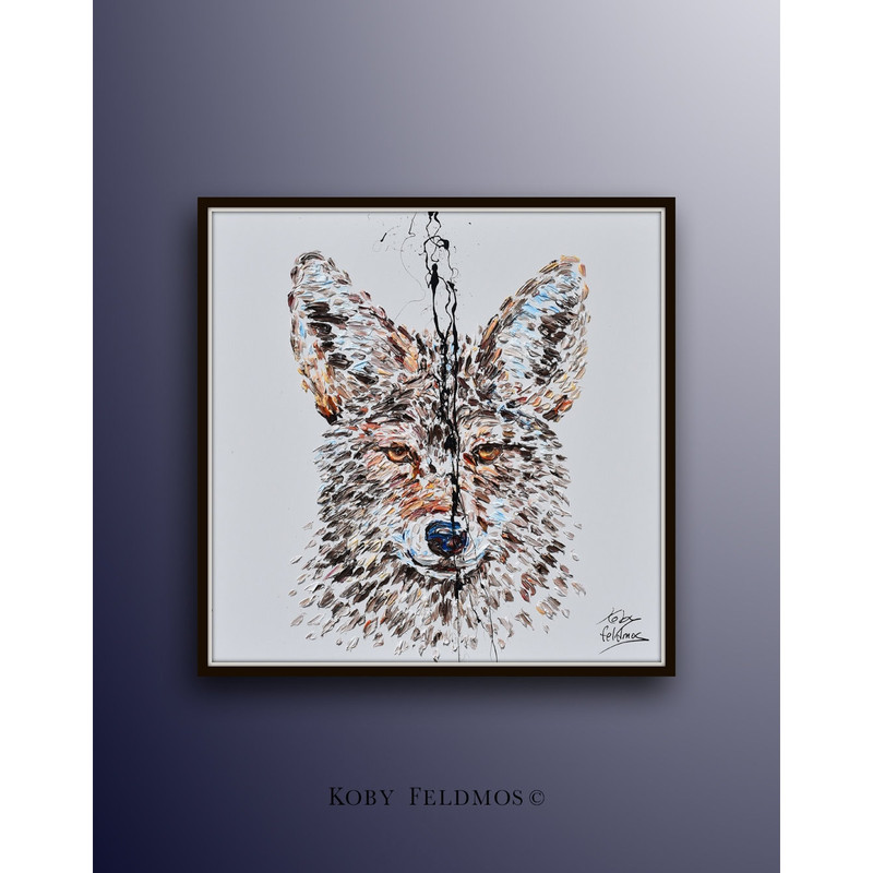 Coyote Painting 35 Animal Abstract Painting on canvas, Original & Hand Made Oil painting , Modern Art , Express Shipping, By Koby Feldmos.jpg